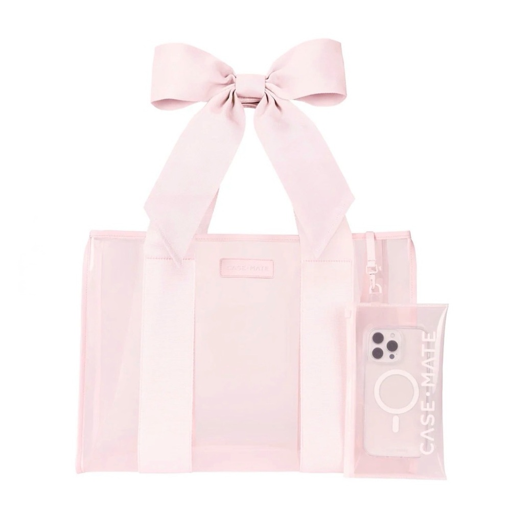 Case-Mate Light Pink Tote with Bow and Phone Pouch